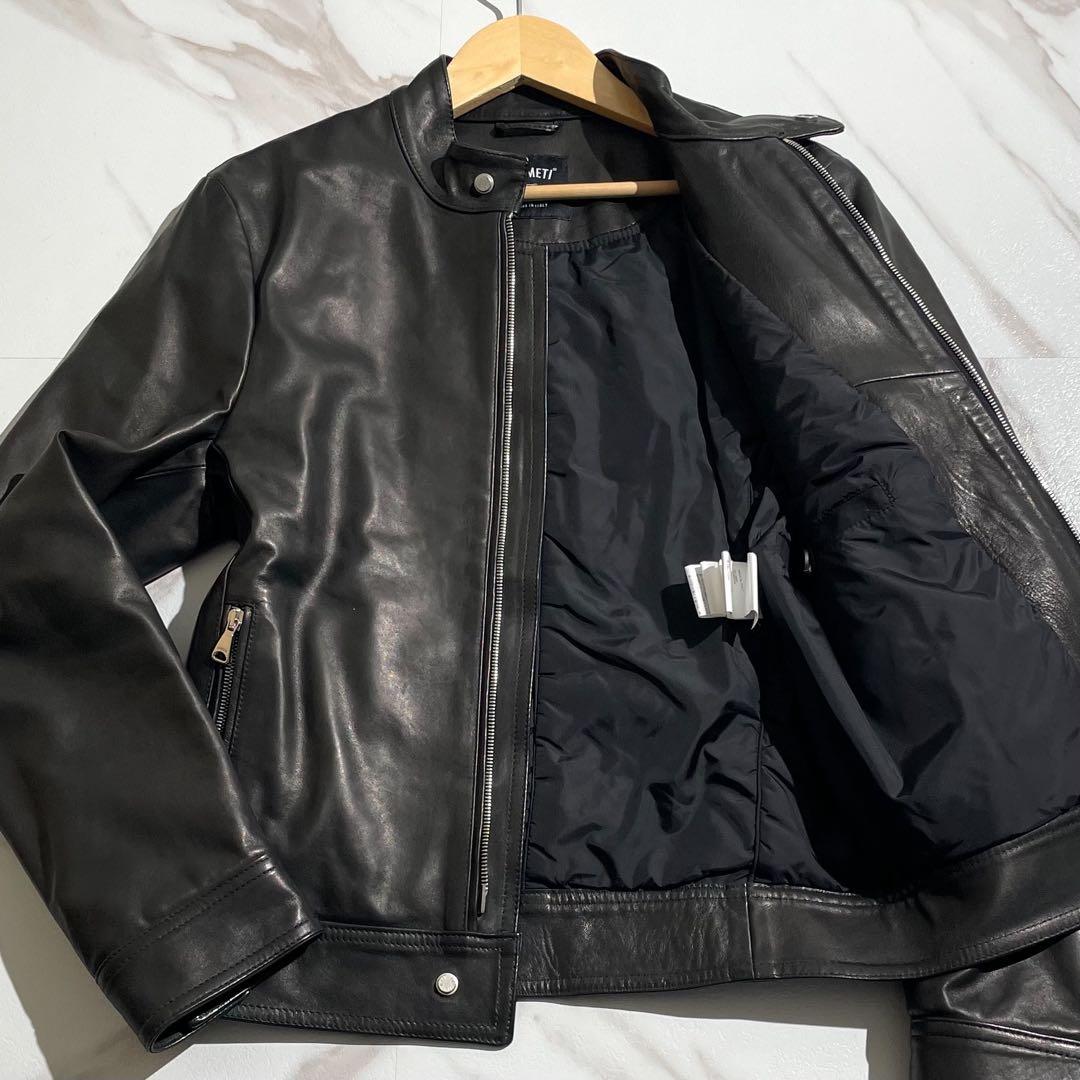 極美品✨EMMETI アンドレア シングルライダース レザージャケット S 黒