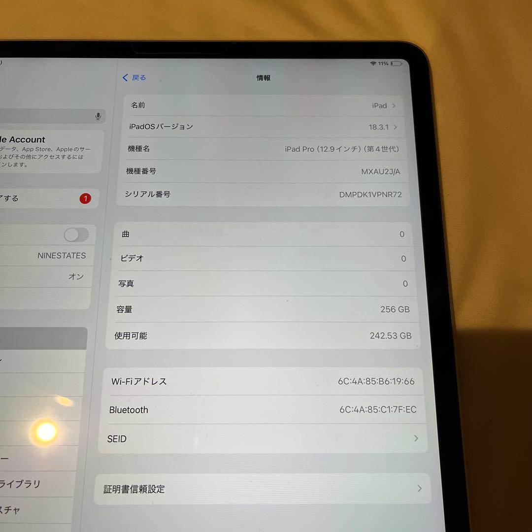 Apple iPad Pro 12.9 第4世代　256GB ケース付　第四世代