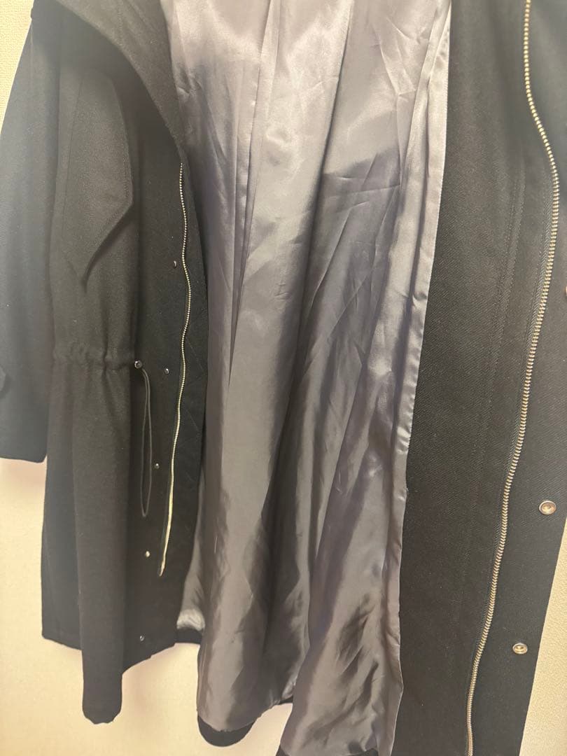 IENAイエナ ウーステッドフランネルモッズコート　モッズコート　ブラック