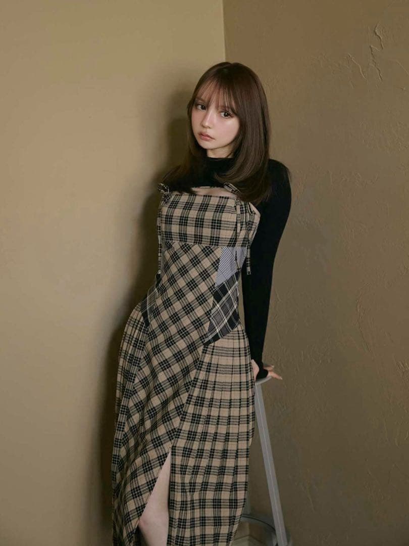 アンドマリー Nadia check long dress