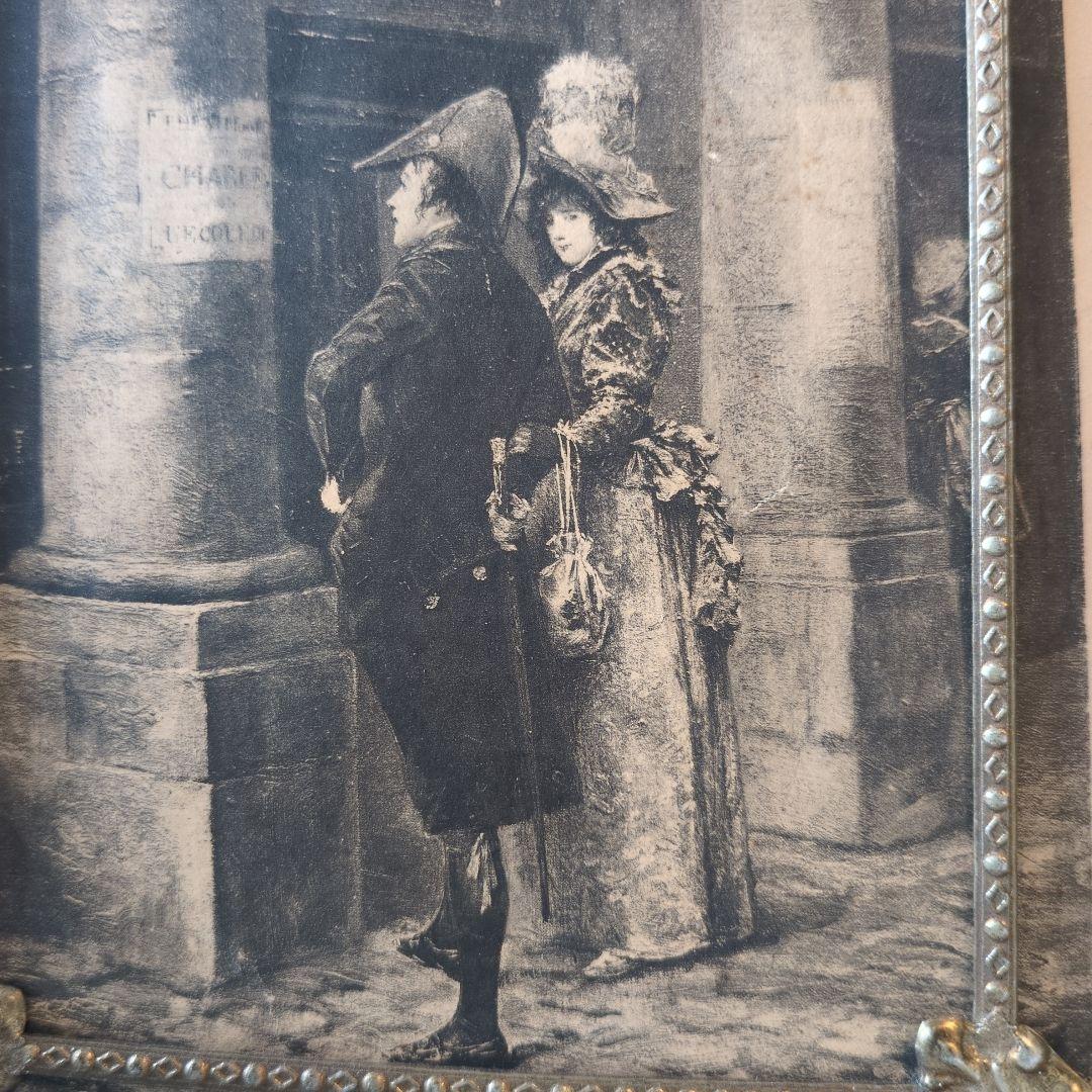 フランス　アンティーク　フレーム　ナポレオン　銅版画　セット　フォトスタンド