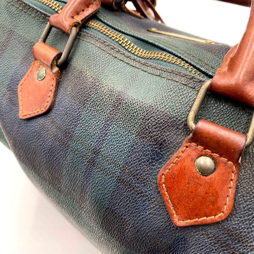 ポロ ラルフローレン ミニボストンバッグ チェック柄 ハンドバッグ グリーン