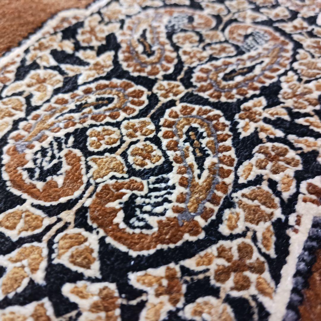 Y3211 高級中国緞通 シルク100% 手織り260段 95×48㎝