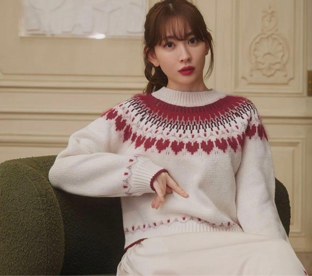 トップス herlipto Heart Fair Isle Knit Pullover