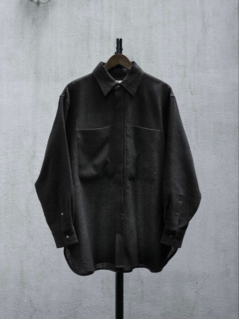 【新品未使用】MBハイエンド尾州 2/48ウールガーゼシアーシャツ ブラックS