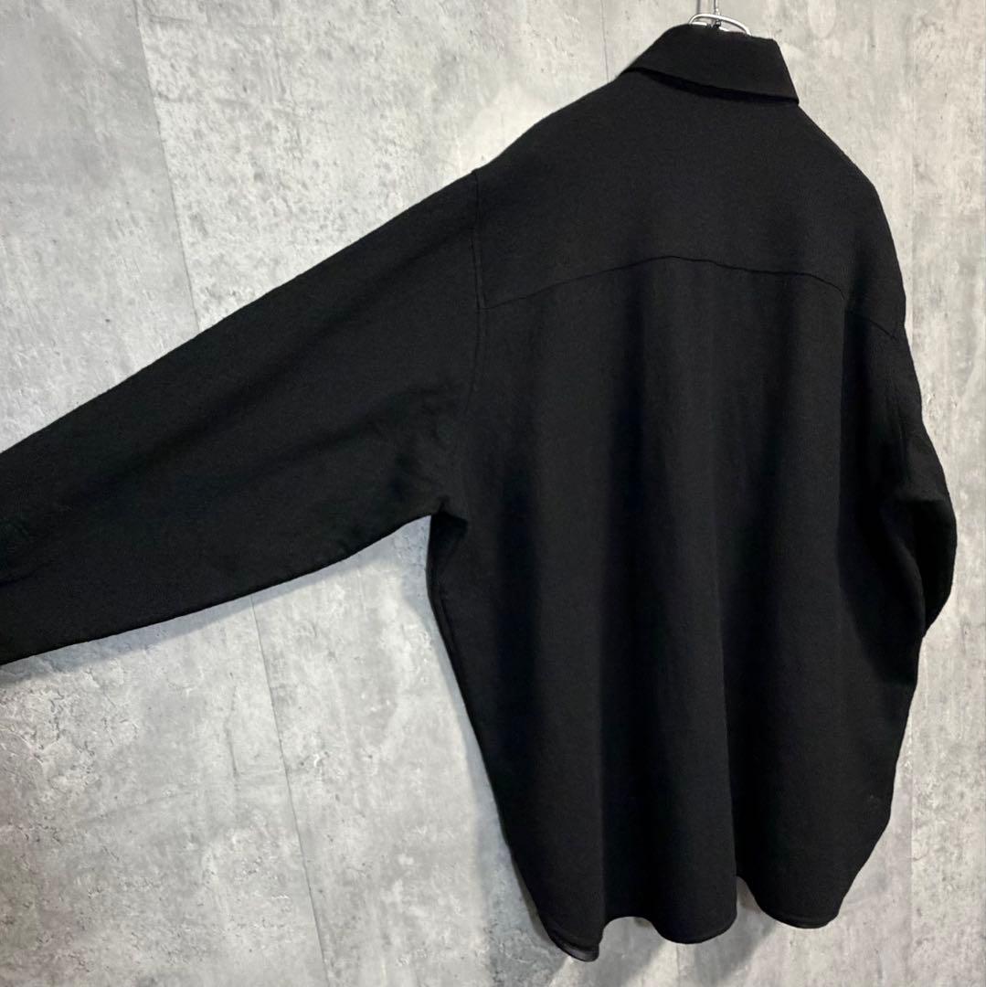 【新品未使用】MBハイエンド尾州 2/48ウールガーゼシアーシャツ ブラックS