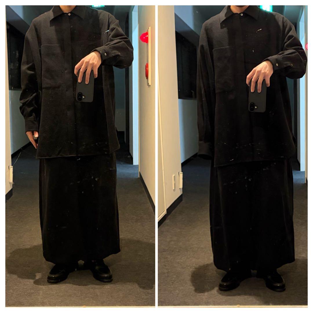 【新品未使用】MBハイエンド尾州 2/48ウールガーゼシアーシャツ ブラックS