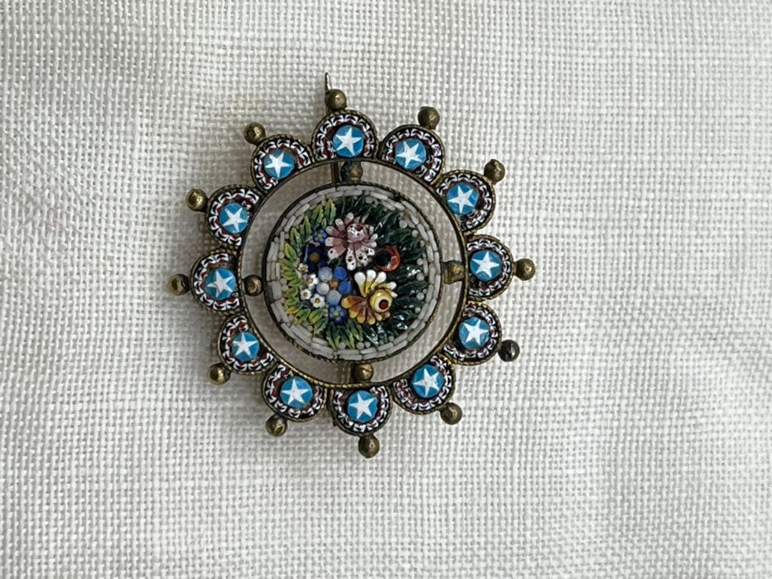 イタリアヴィンテージ マイクロモザイクブローチ ブルー 星⭐︎