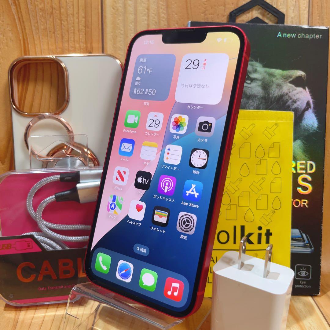 SIMフリー 本体 iPhone 14 128 GB レッド 539 電池良好