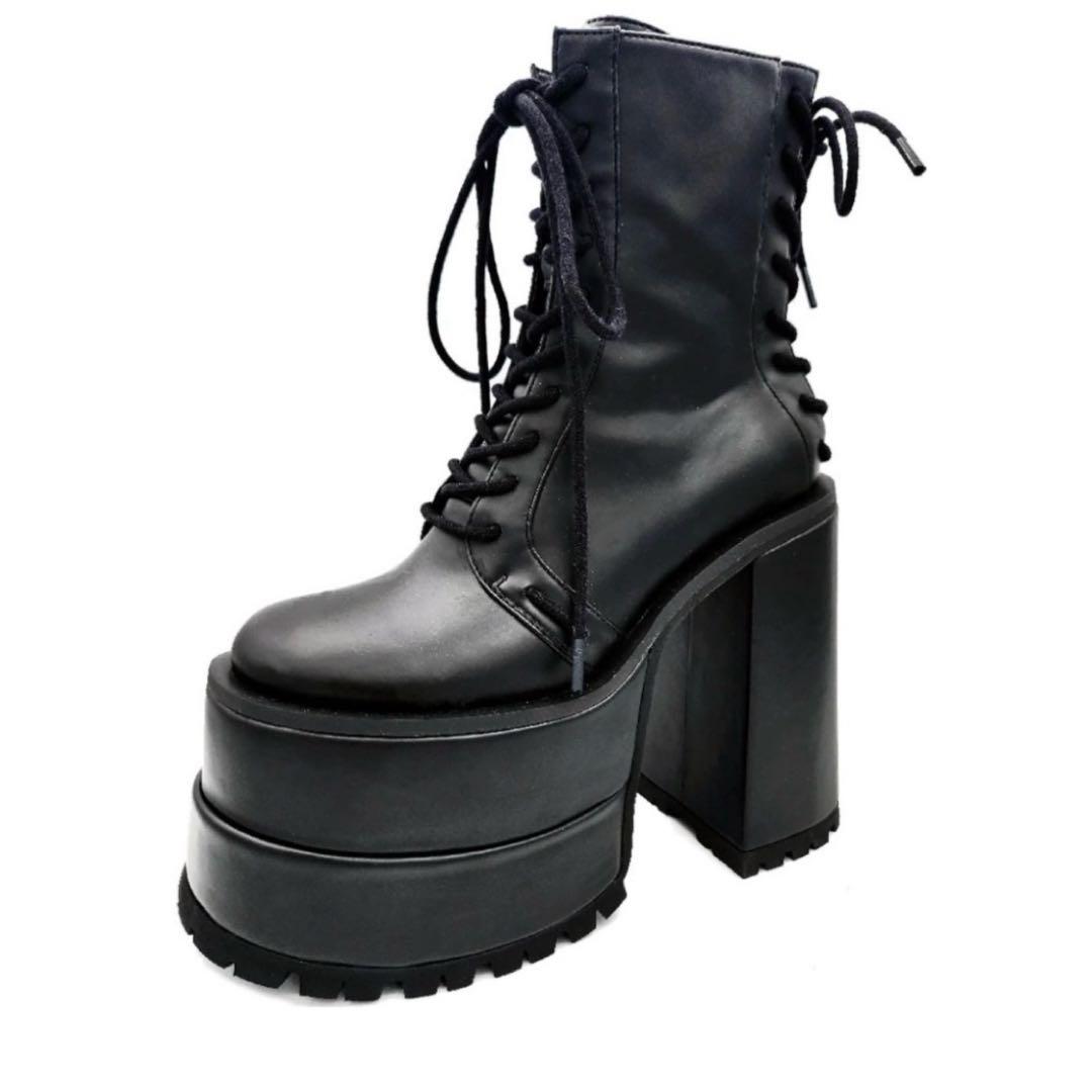 CharlaTedrick【美品】厚底編み上げブーツレースアップブーツゴスロリ
