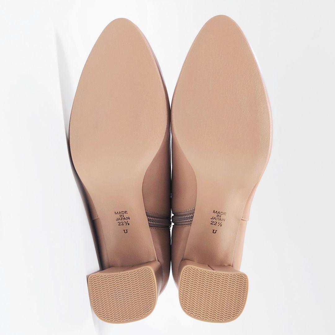 未使用 ダイアナ リボン チャンキーヒール レザー ブーツ サイドジップ 本革