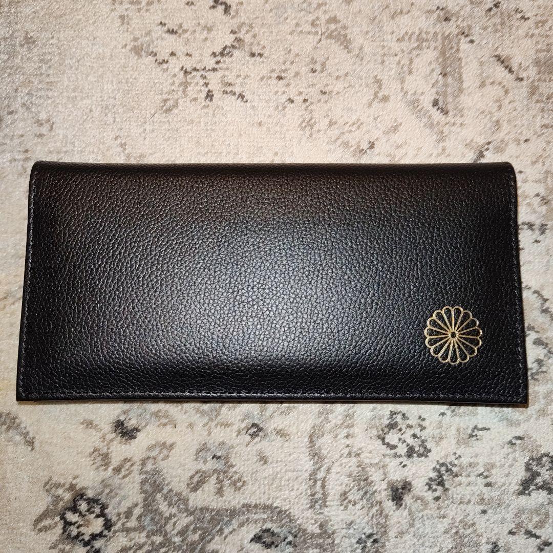 皇居 限定 長財布 黒　大手門 売店 本革 ブラック 折り財布