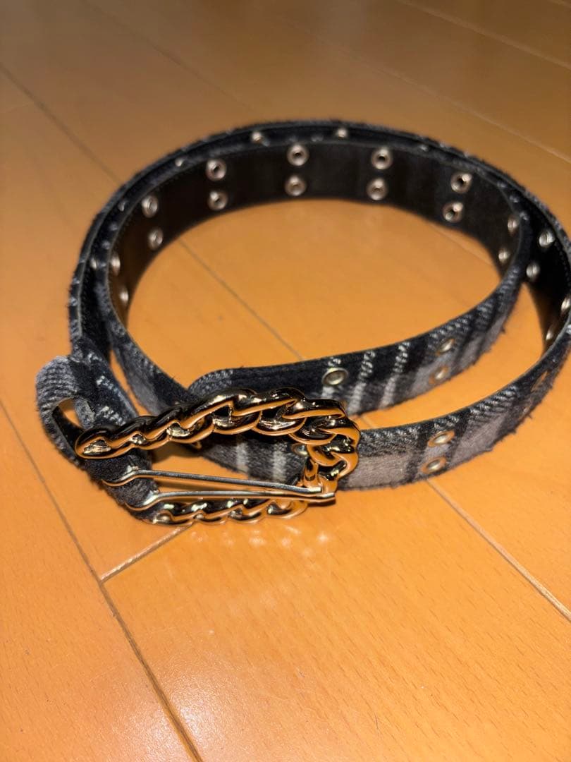 afb チェックベルト ブルー