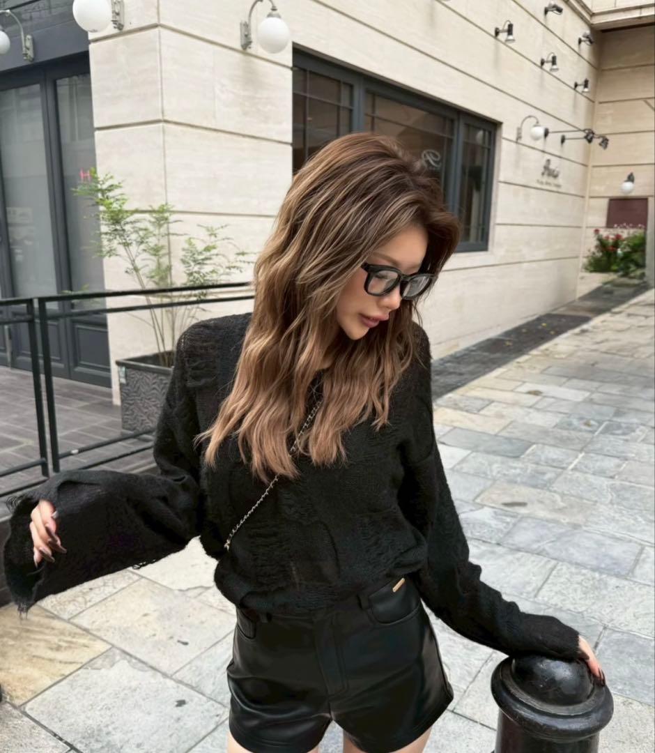 DIANTE MOHAIR BLEND LOOSE KNIT ブラック