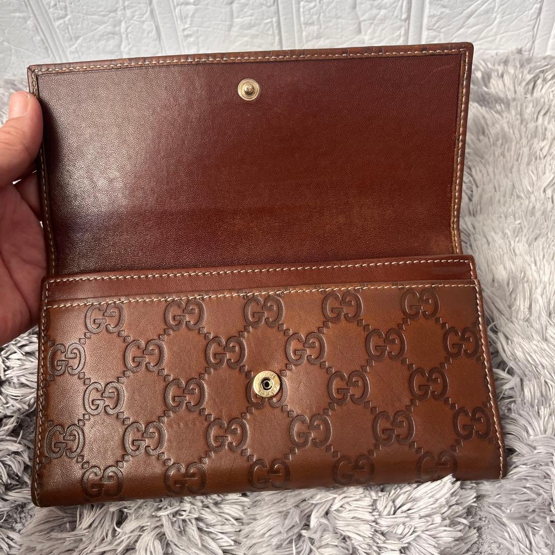 グッチ　シマ　長財布　ブラウン　メンズ　札入れ　小銭入れ