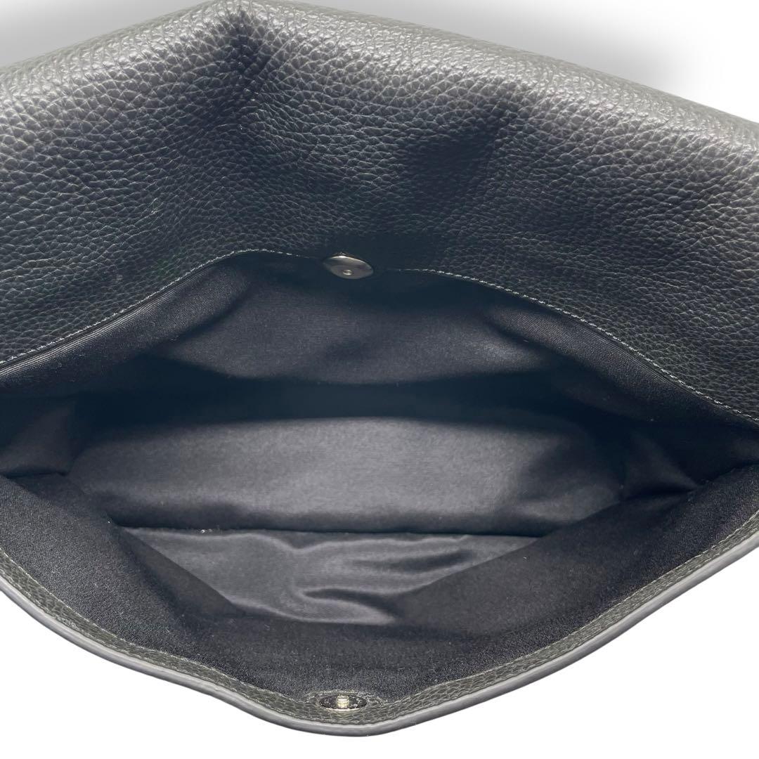 美品 COACH コーチ☆シボ革 ロゴ型押しショルダーバッグ レザー ブラック