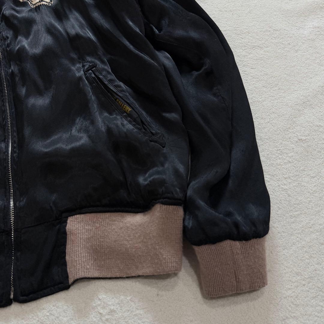 ルードギャラリー　スカジャン　スカル　刺繍　リバーシブル　レーヨン　ブラック　L