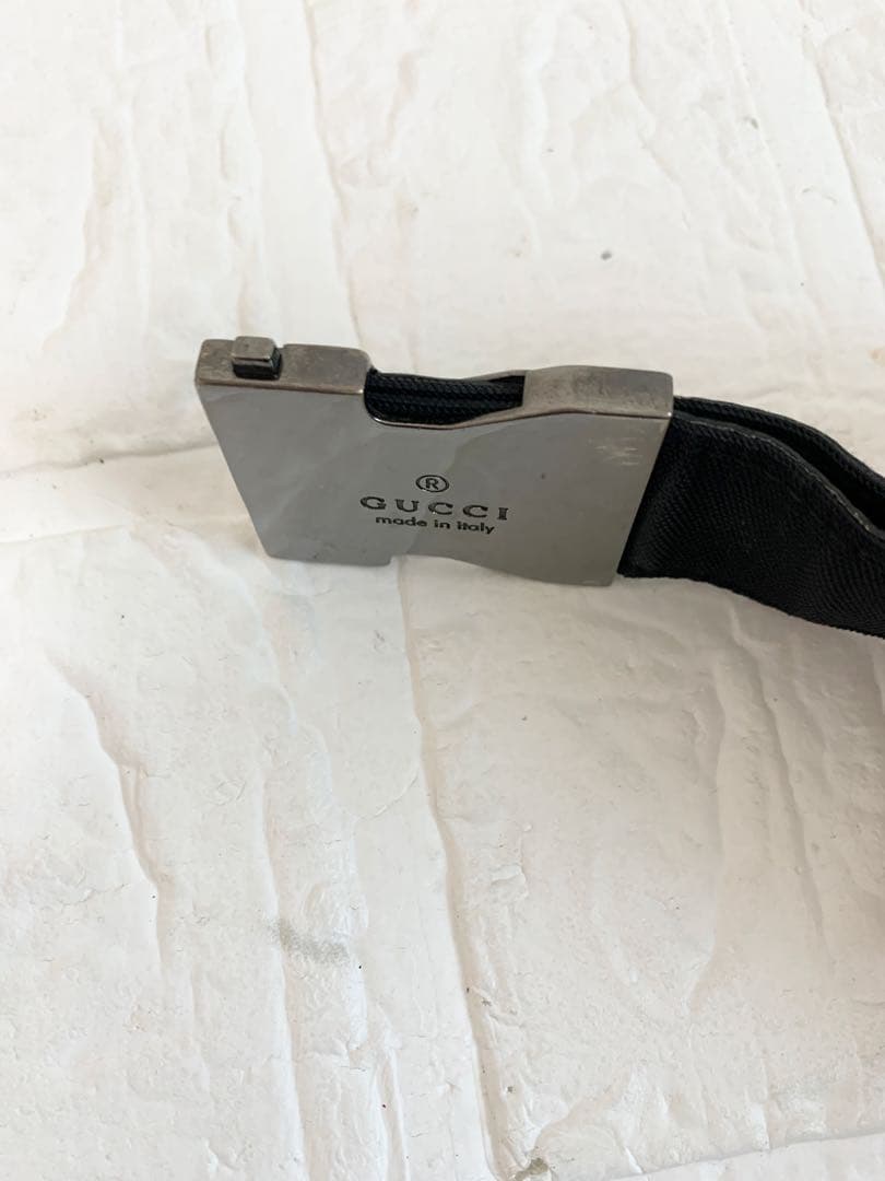 GUCCI グッチ ベルト フリーサイズ ナイロン×レザー ロゴバックル