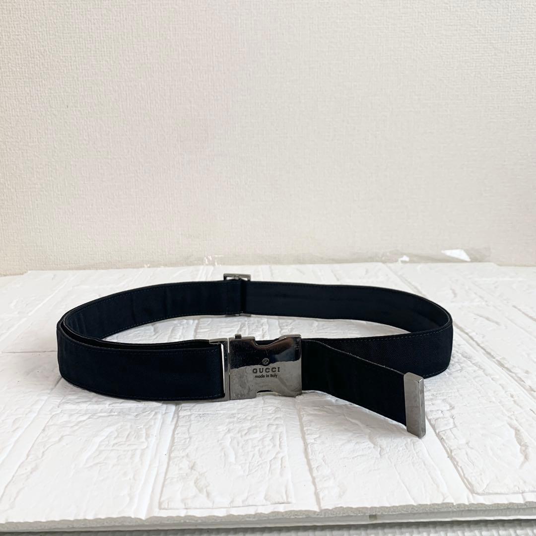 GUCCI グッチ ベルト フリーサイズ ナイロン×レザー ロゴバックル