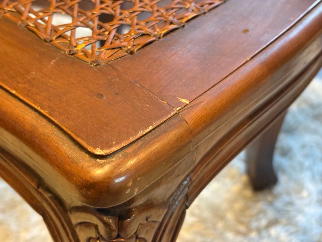 フレンチアンティーク　猫脚　クラシック　ラタンシートチェア　ヴィンテージ　NZ