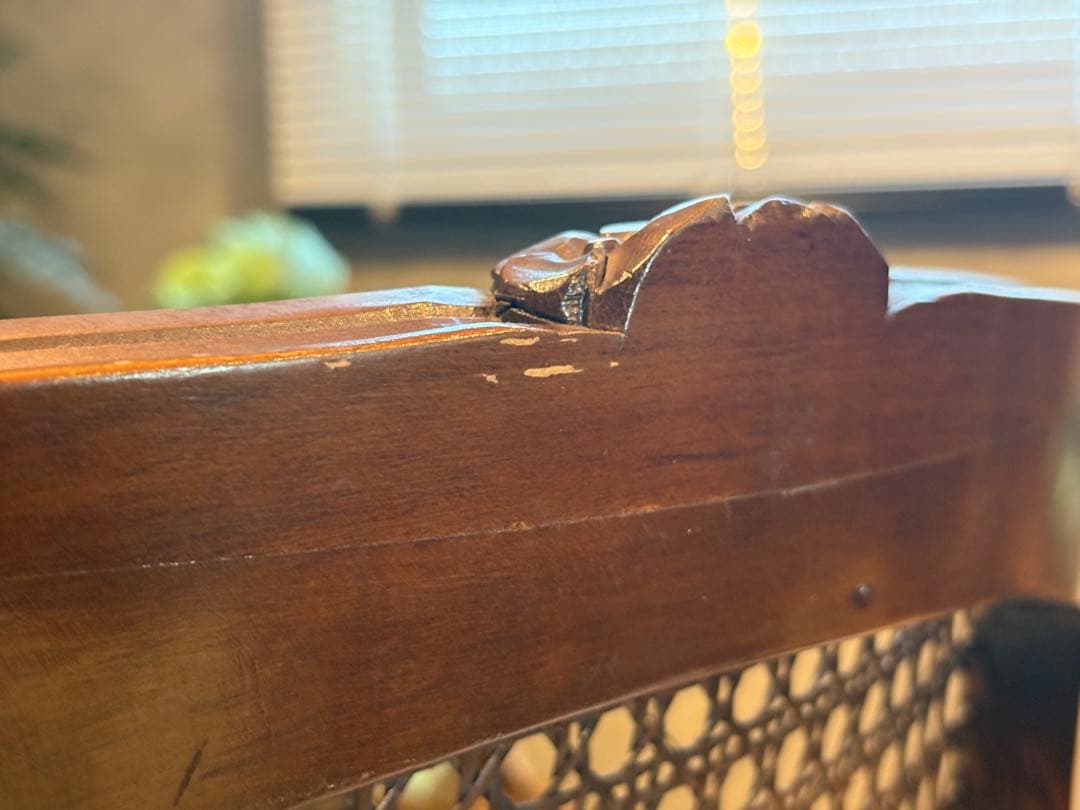 フレンチアンティーク　猫脚　クラシック　ラタンシートチェア　ヴィンテージ　NZ