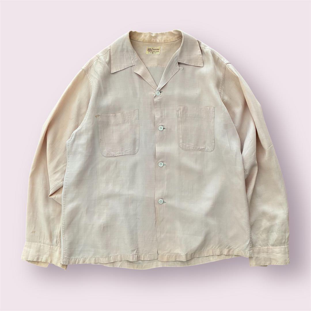 50s vintage 開襟シャツ カスリ 検 60s レーヨン ギャバジン