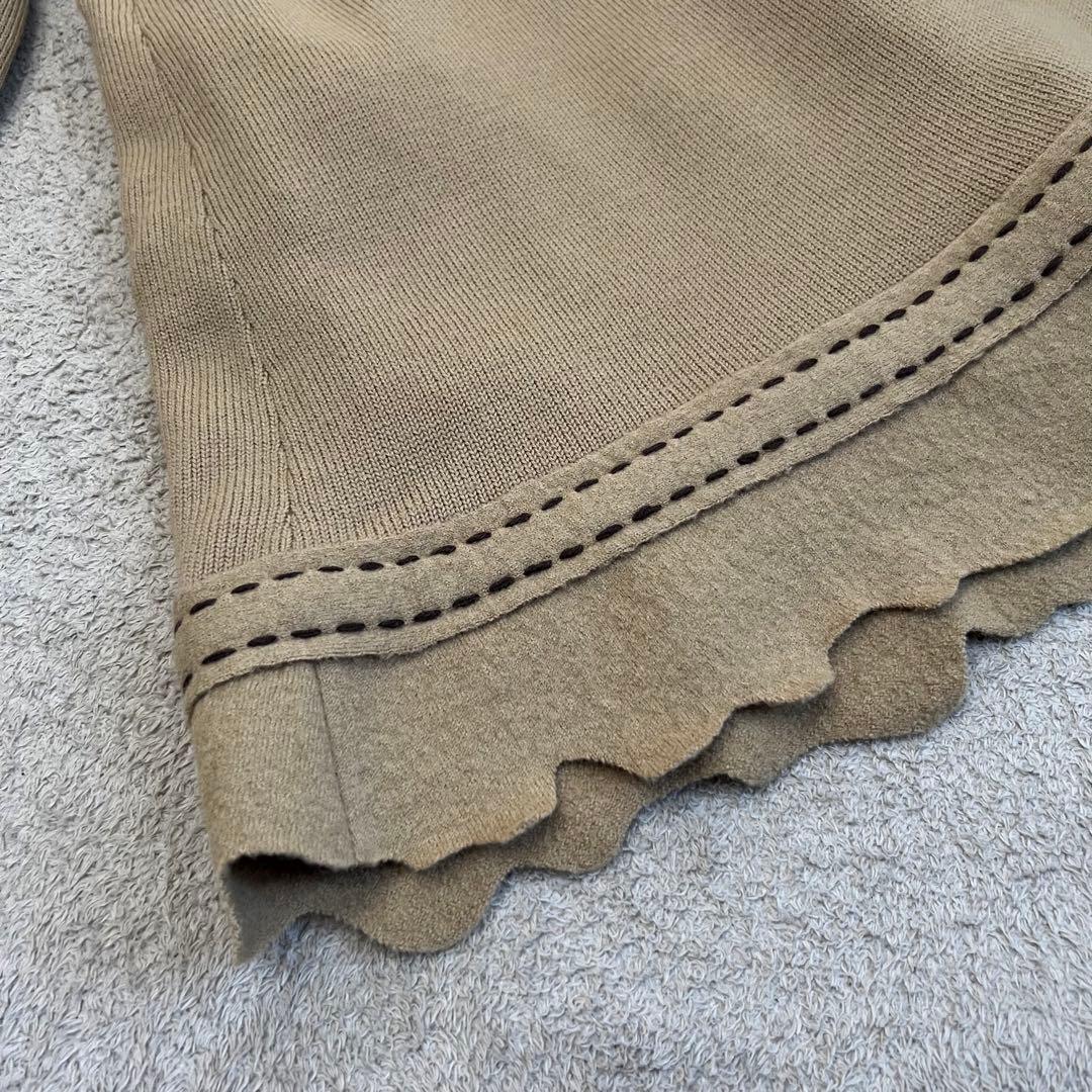 美品　インポートロッサ　ウールロングコート　花ボタン　ステッチ　キャメル　42