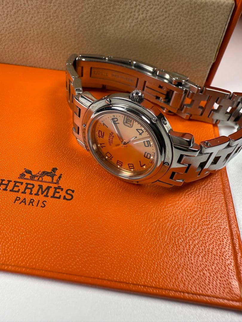 HERMES クリッパー CL4.2 シャンパン 箱/コマ Qz 【極美品】
