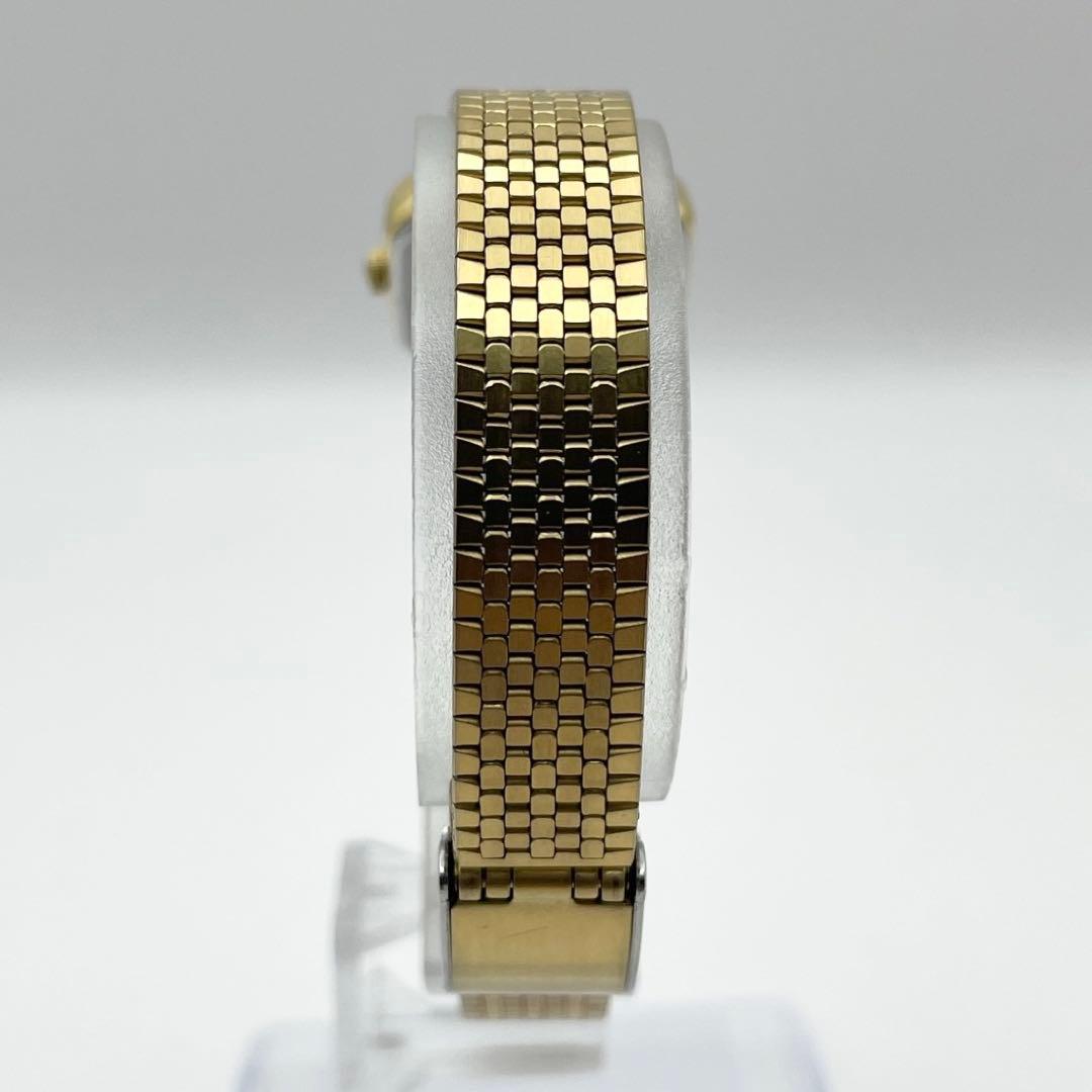 セイコー レディース腕時計 ゴールド オクタゴン ブラック文字盤 クォーツ 稼働