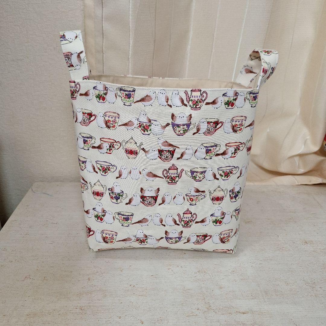 激レアパネル生地　ハンドメイド　布バスケット