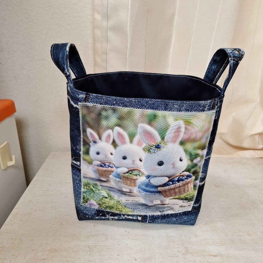 激レアパネル生地　ハンドメイド　布バスケット