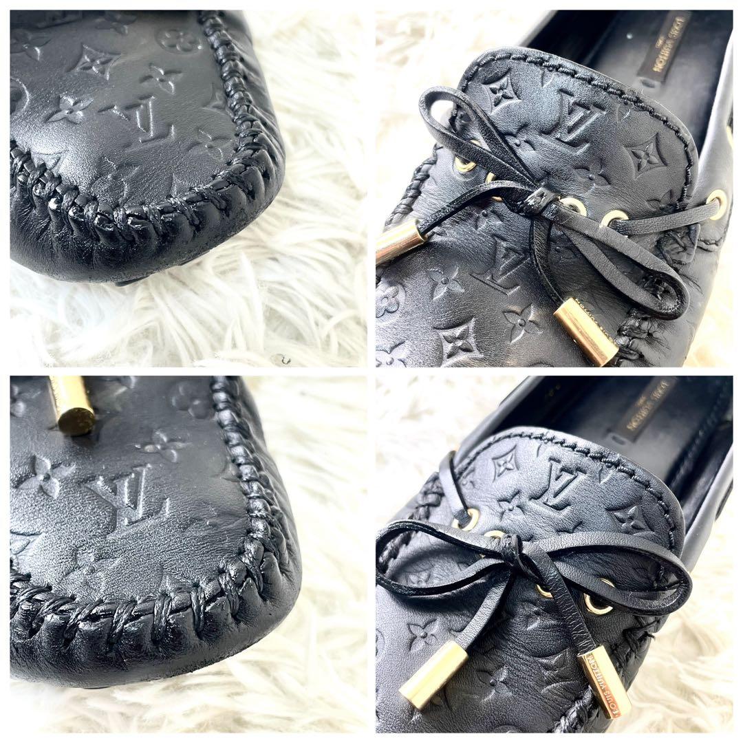 ルイヴィトン　ローファー　革靴　フラットシューズ　ブラック　黒　レザー