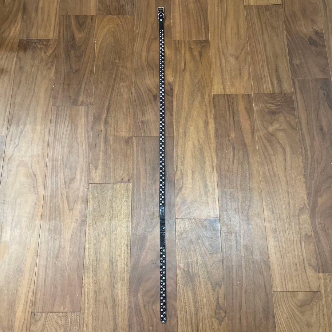 希少配色 HTC ピラミッドスタッズ シルバー&ブラック ナローベルト 34