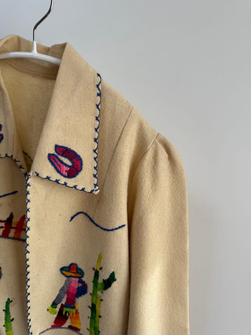 50s 60s 刺繍 メキシカンジャケット クリーム hooked toro