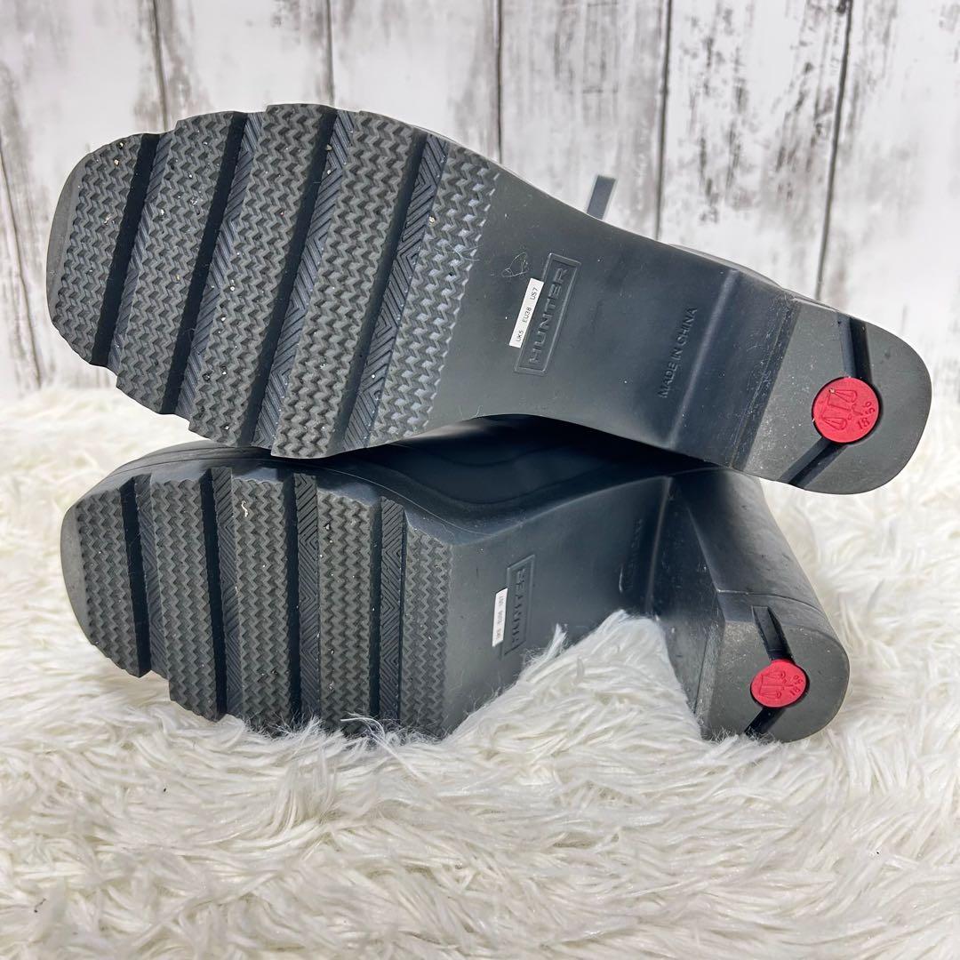 【HUNTER】レインシューズ【24cm】ダークグレー　ミドル丈　US7