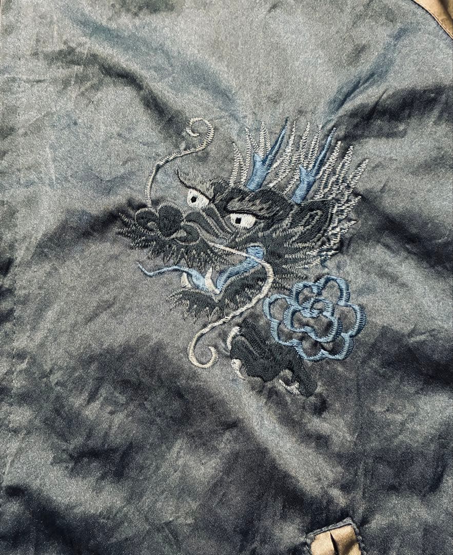 希少　入手困難　YAMA50 ヤマコ　スカジャン　竜　ドラゴン　富士山　青　M