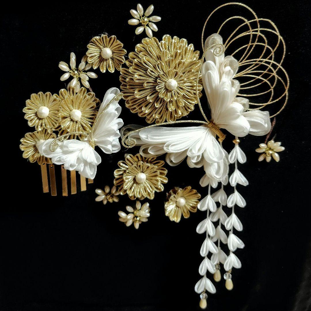 つまみ細工 髪飾り 蝶々 成人式 卒業式 結婚式 七五三 かんざし