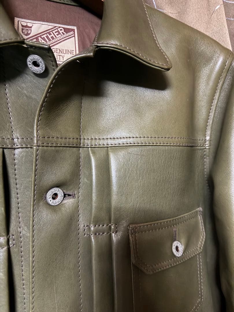 Y'2 LEATHER Gジャン2ndタイプ オリーブ サイズ40