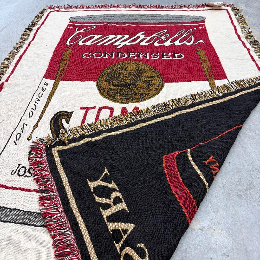 デッドストック　キャンベルスープ　マルチカバー　ソファカバー　ラグ184x127