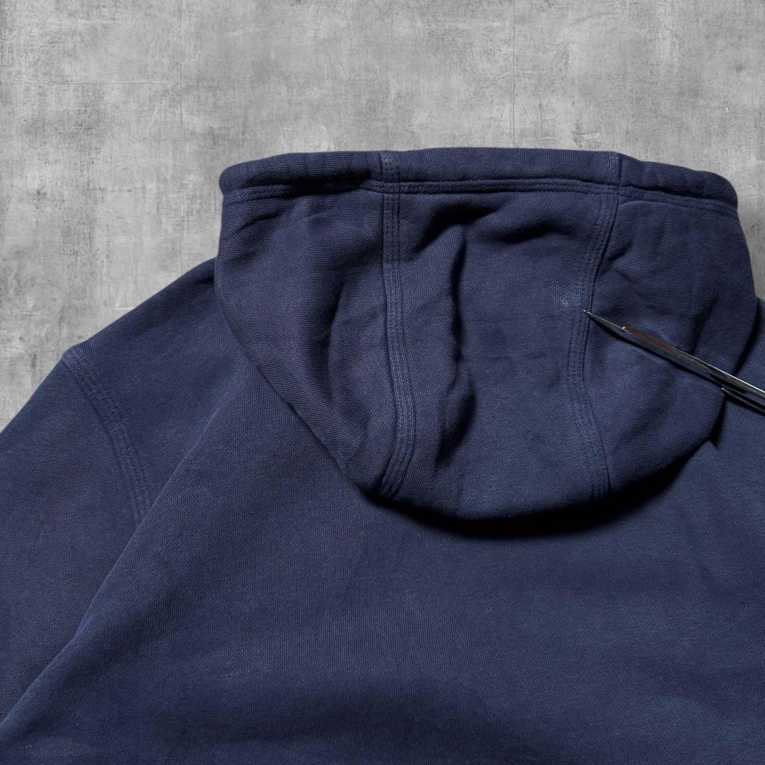 2461 古着NIKEナイキフルジップスウェットパーカー刺繍ロゴ短丈茄子紺Y2K