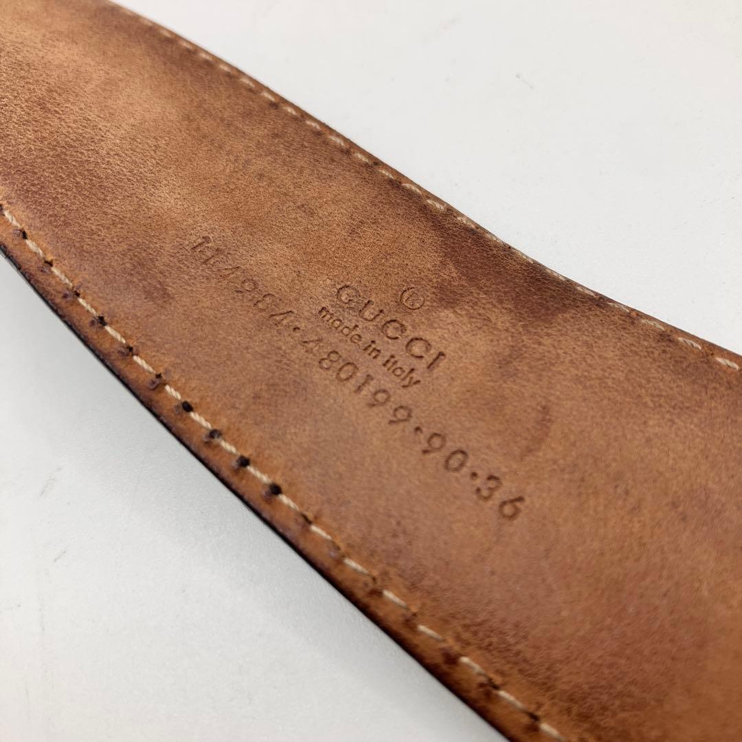 ☆美品☆ GUCCI ベルト インターロッキング GGシマ ブラウン レザー