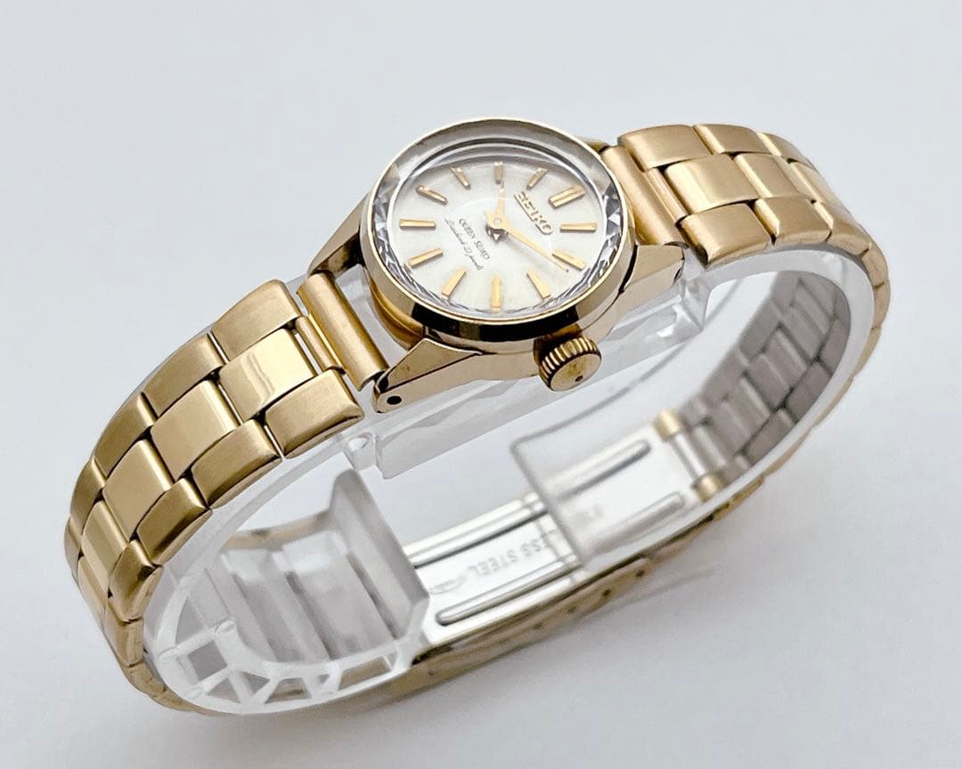 SEIKO クイーンセイコー 手巻き 王冠メダリオン カットガラス ゴールド