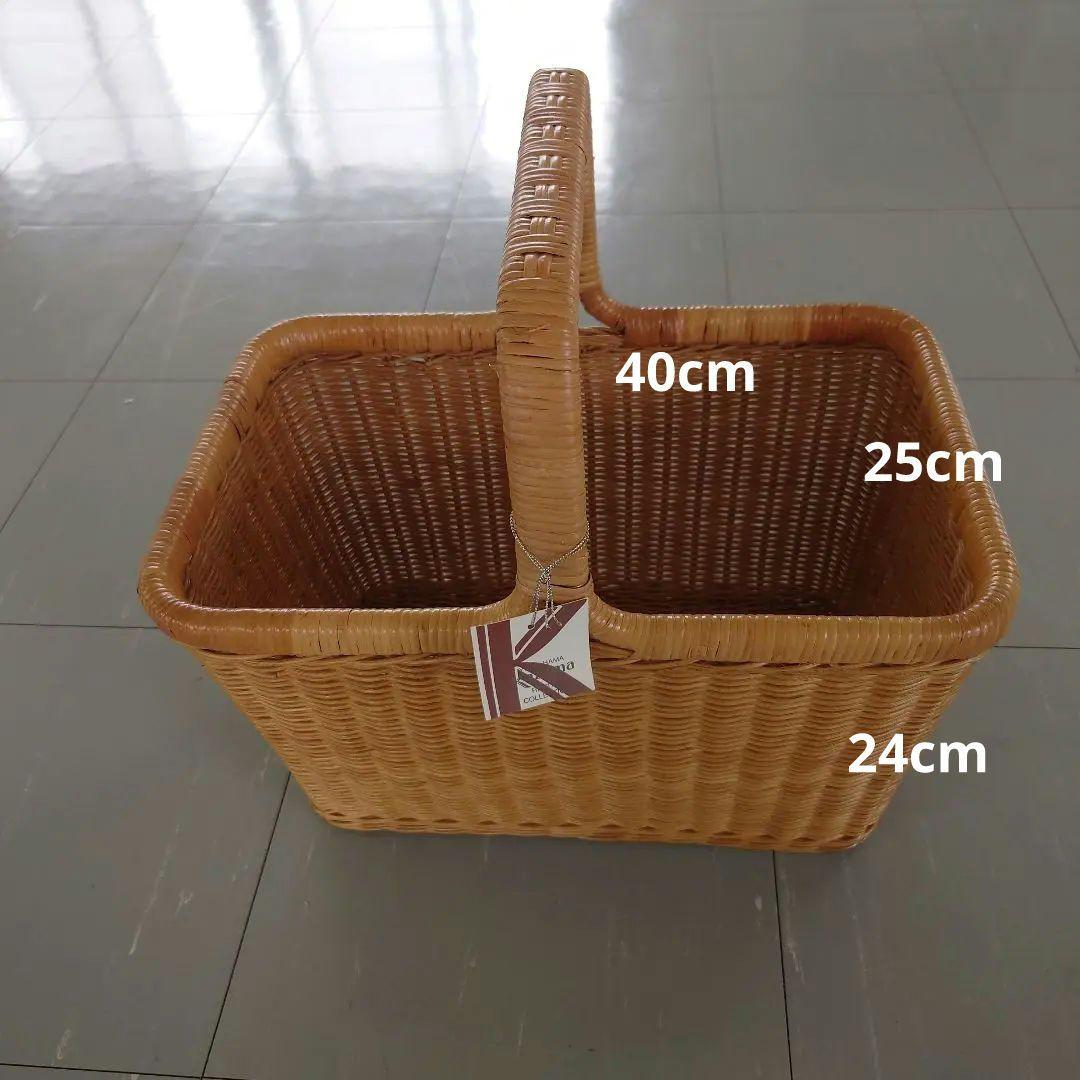 籐製ハンドル付き収納バスケット ⑥