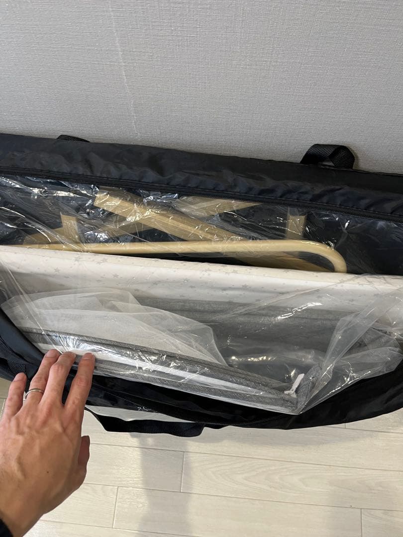 HZDMJ 折りたたみ式ベビーベッド グレー