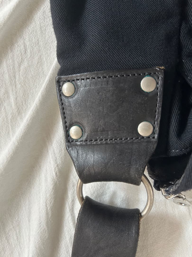 Y’s for men ショルダーバッグ 大容量 ウールギャバ レザー