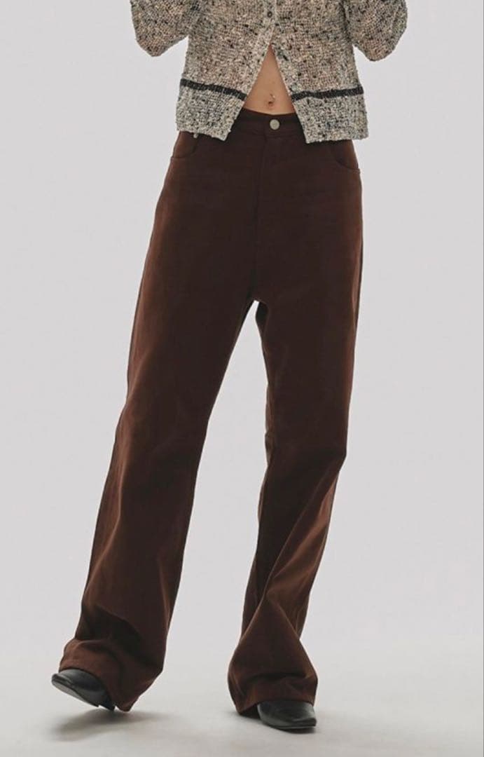 ブラウンデニムワイドパンツ