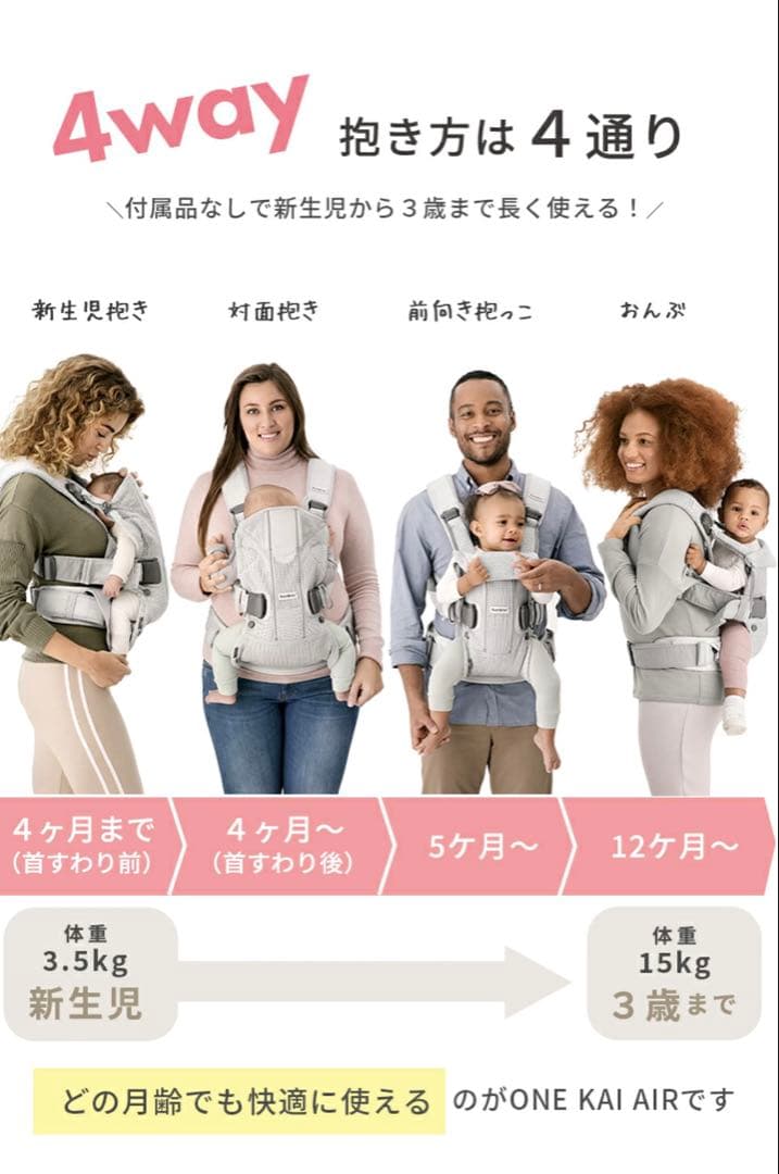 【美品】BabyBjorn ベビービョルン ONE KAI AIR 抱っこ紐