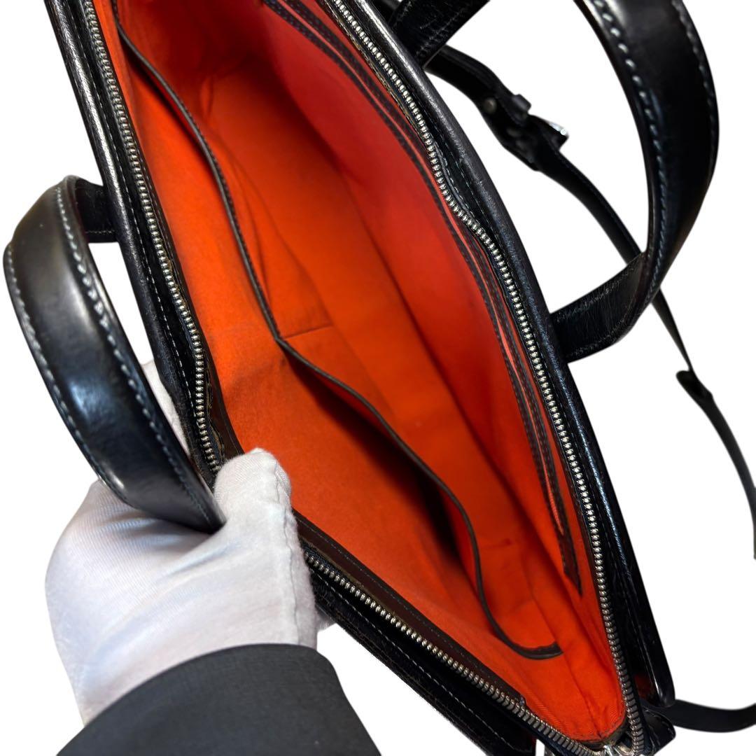 万双　2way ブライドルレザーブリーフケース　ビジネスバッグ　自立　カーキ　黒