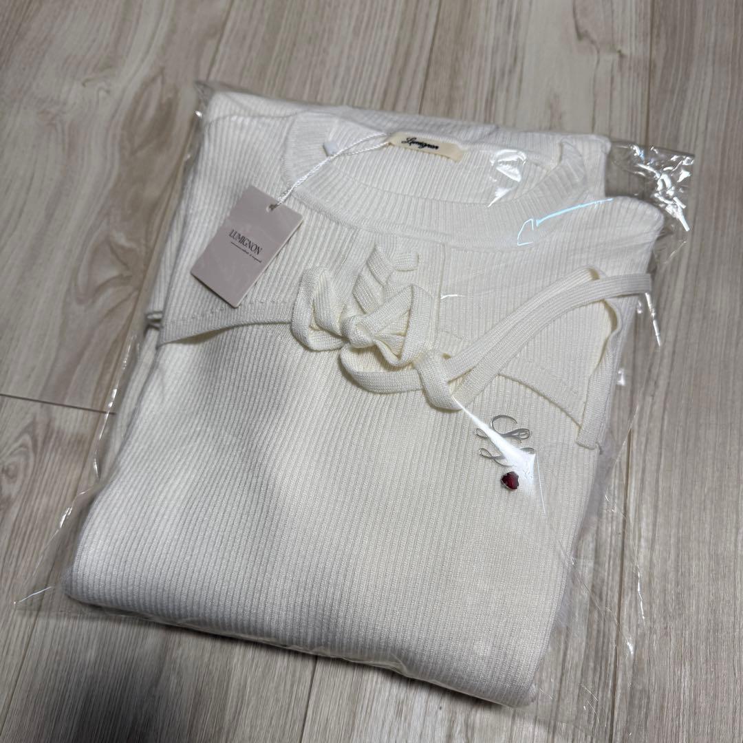 ワンピース lumignon Fur cuff ribbon knit onepiece