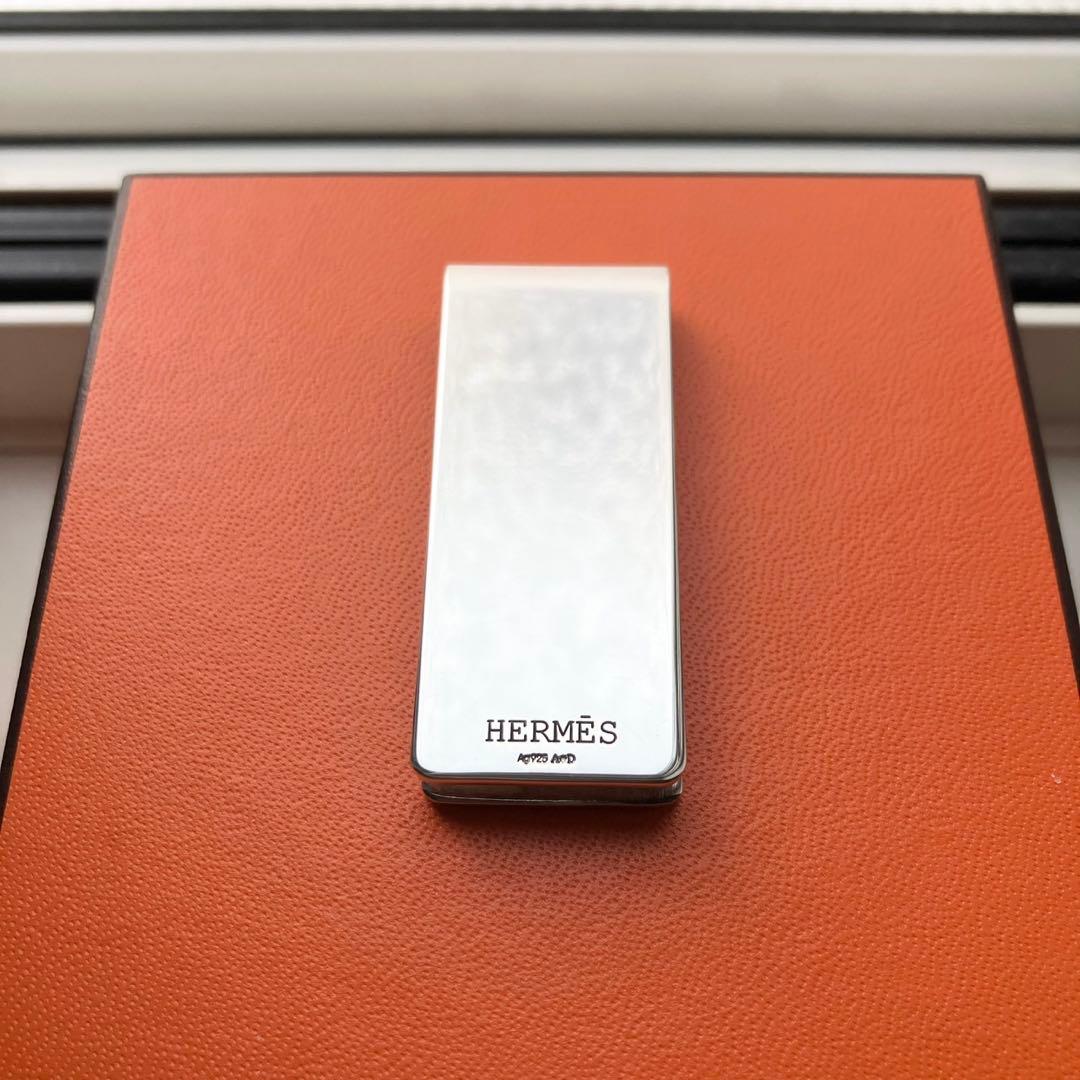 美品 HERMES エルメス マネークリップ シルバー925 エヴリン 箱付き